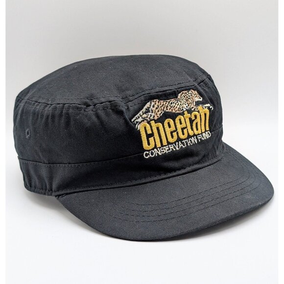 Cheetah Conservation Fund Military Cap Hat Adjustable Strap Back Black Animal - Picture 1 of 5